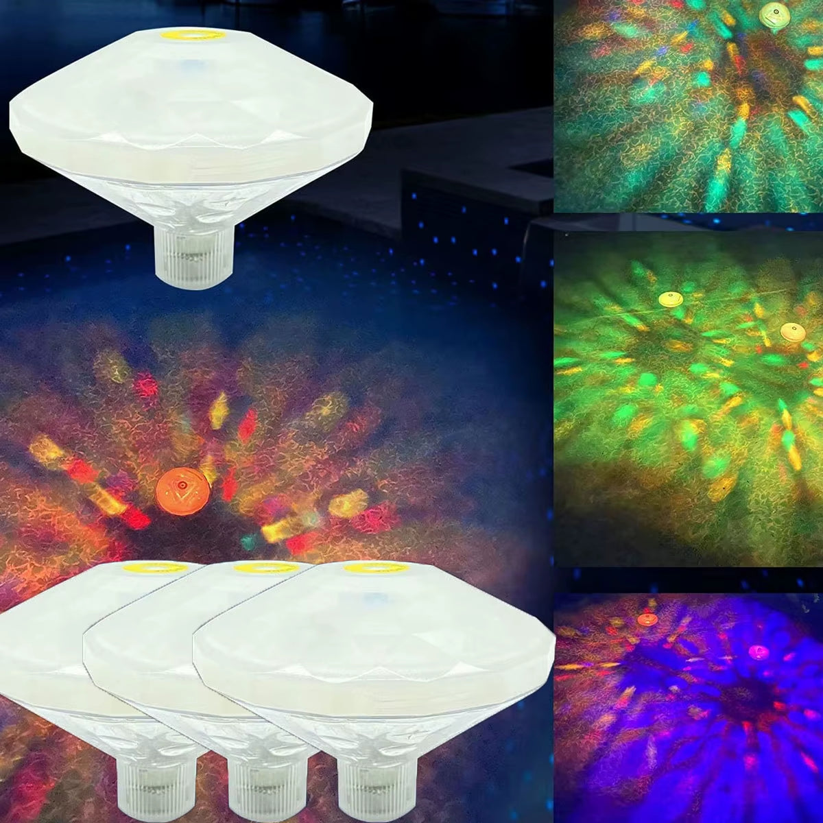 Floating Underwater Light RGB Submersible LED Disco Light Glow Show Swimming Pool Hot Tub Spa Lamp Bath Light